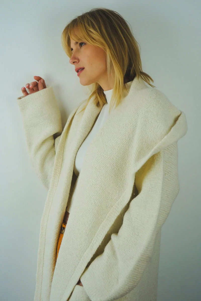 Belen Hooded Knit Alpaca Coat / Long Cardigan - Image 13