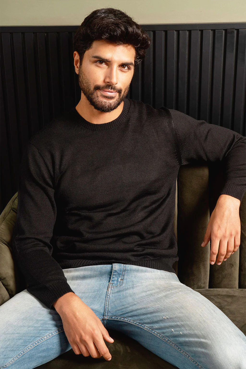 Men's Crew-Neck Royal Alpaca Sweater - Image 3